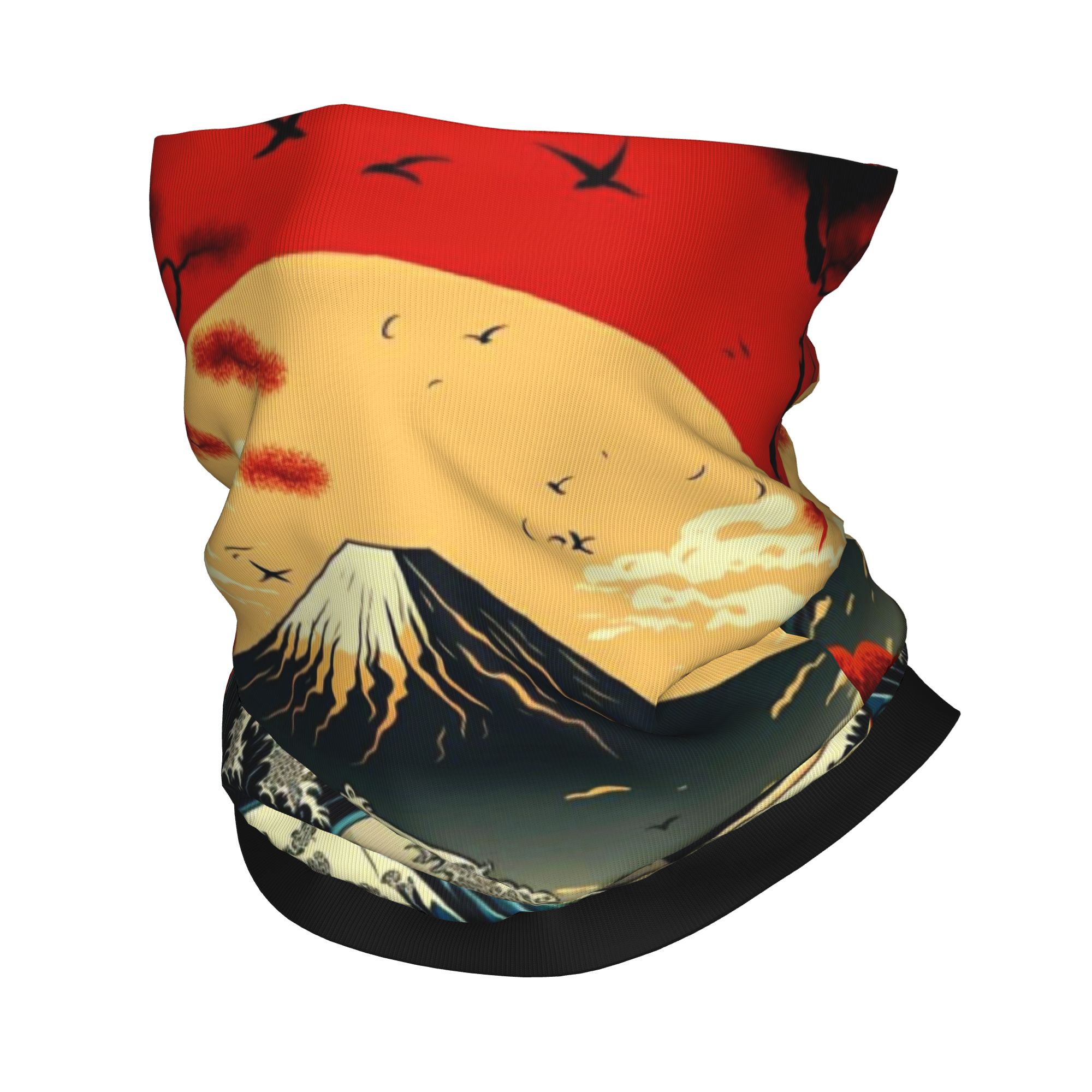 Neck Gaiter Fleece - 神奈川沖浪裏バンダナ 冬用ネックウォーマー 女性用 防風 フェイススカーフ ハイキング用