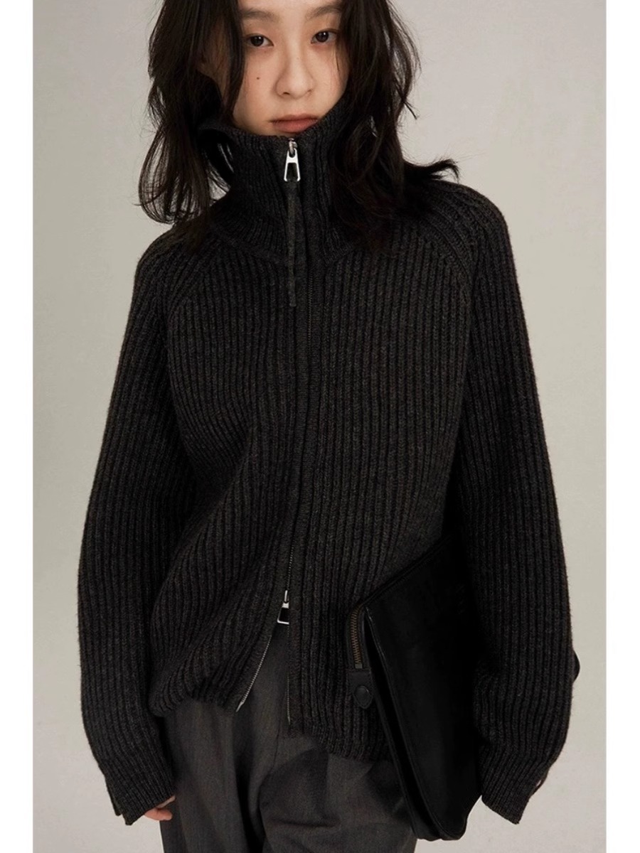 Wool Coat Peacoat - 女性用ダブルジップカシミヤカーディガン,長袖,厚手のニットコート,ブラックラペル,ヘビーデザイン,ウール100,秋冬
