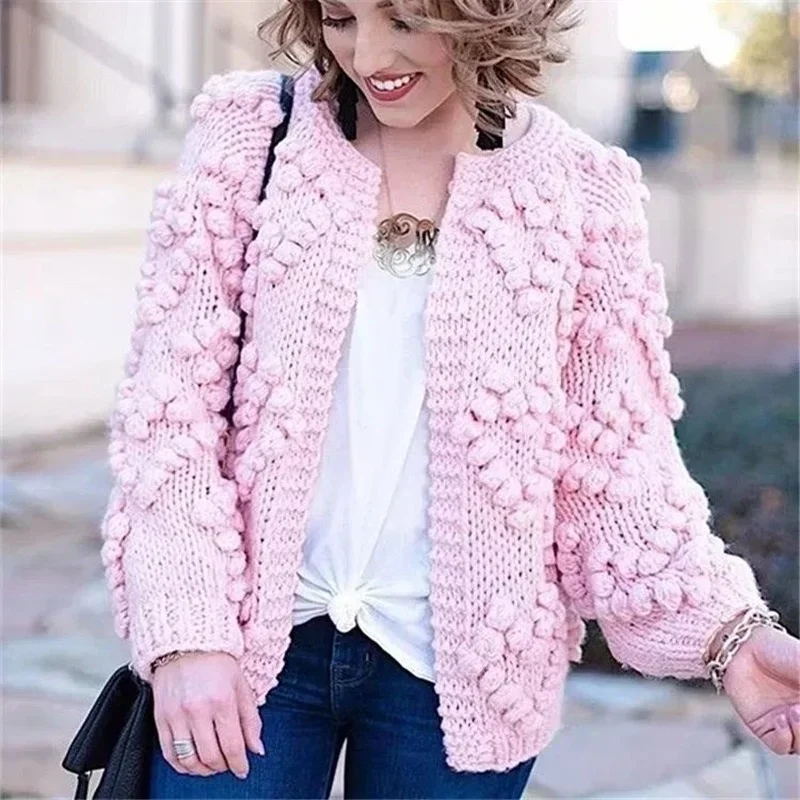 アメリカンヴィンテージ手織りウールボール長袖ショートセーター - Wool Coat Peacoat のレビューと価格