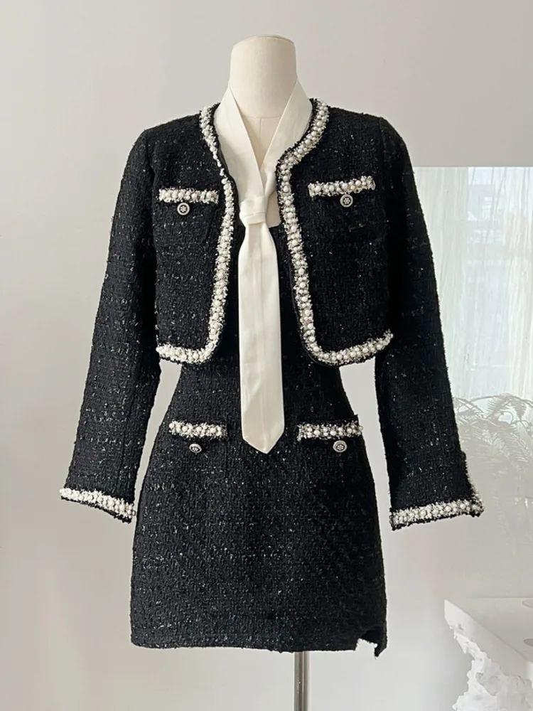 レディースショートジャケットコート+ドレスセット Y2K ス - Wool Coat Peacoat のレビューと価格