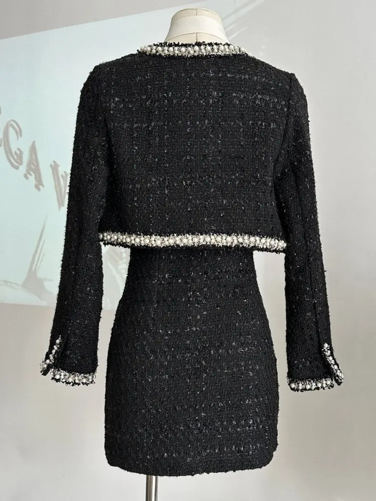 レディースショートジャケットコート+ドレスセット Y2K ス - Wool Coat Peacoat のレビューと価格