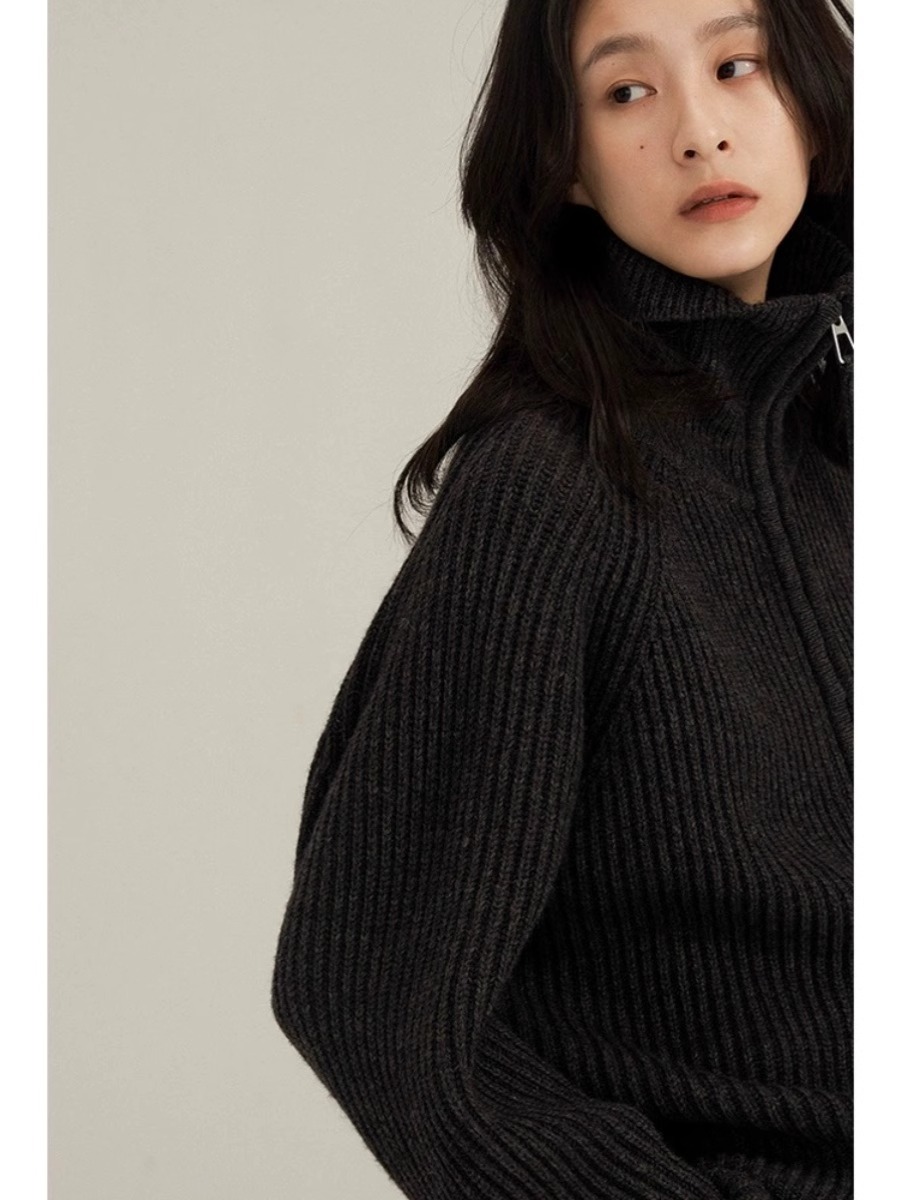 女性用ダブルジップカシミヤカーディガン,長袖,厚手のニットコ - Wool Coat Peacoat のレビューと価格