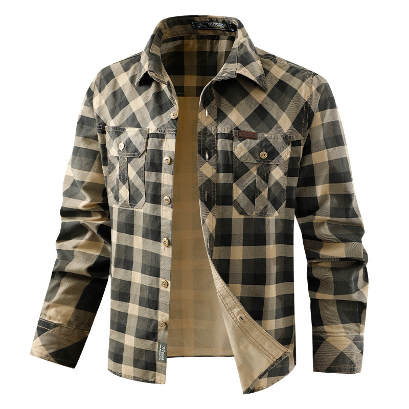 メンズ レトロ ワークウェア チェック柄シャツ 純綿 マルチ - Flannel Shirt Lined のレビューと価格