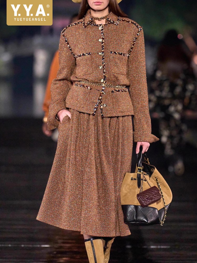 女性のエレガントなターンダウンカラースパンコールツイードジャ - Wool Coat Peacoat のレビューと価格
